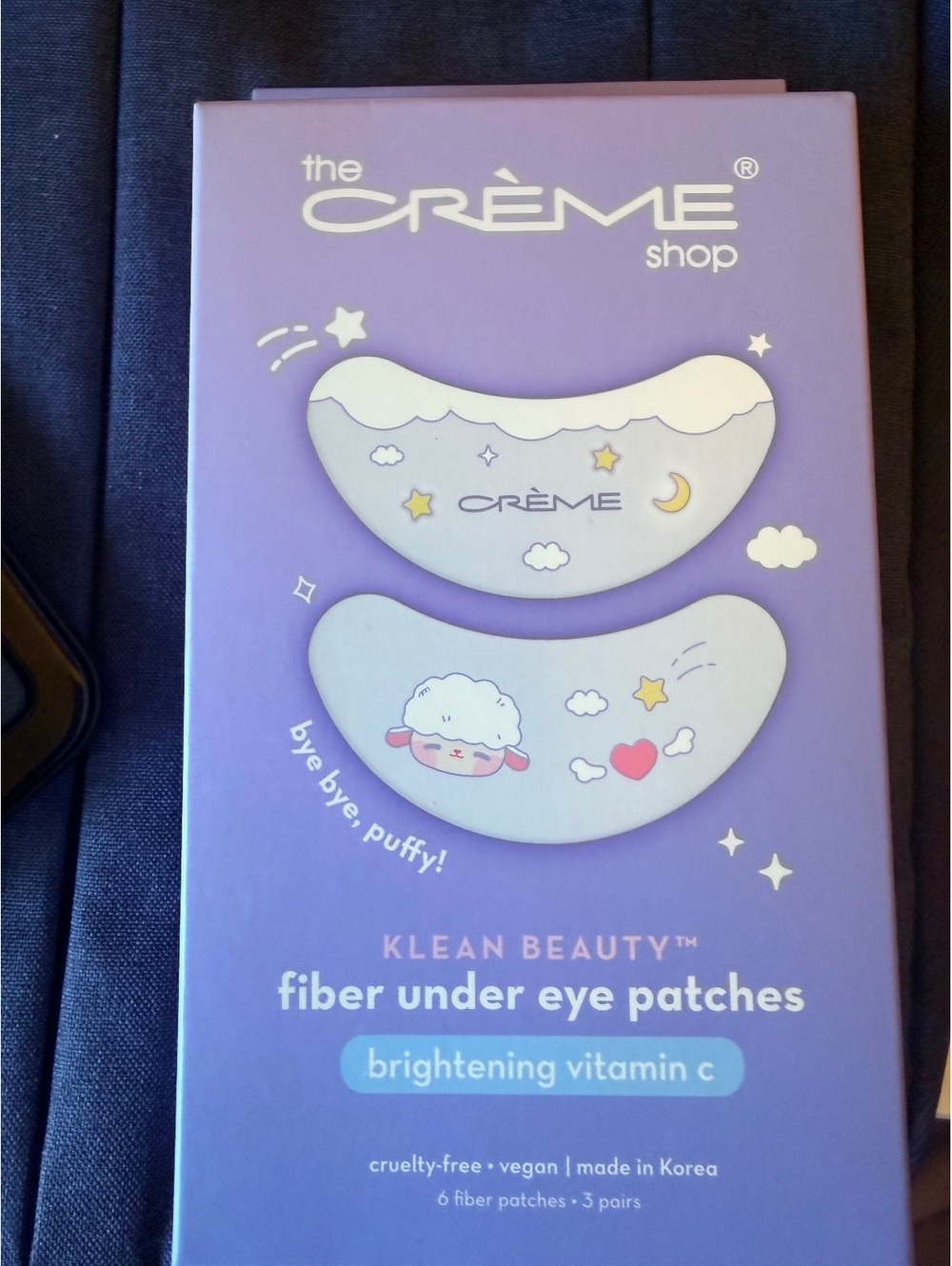 The Crème Shop Klean Beauty Fiber Eye Patches with Brightening Vitamin C,NEW